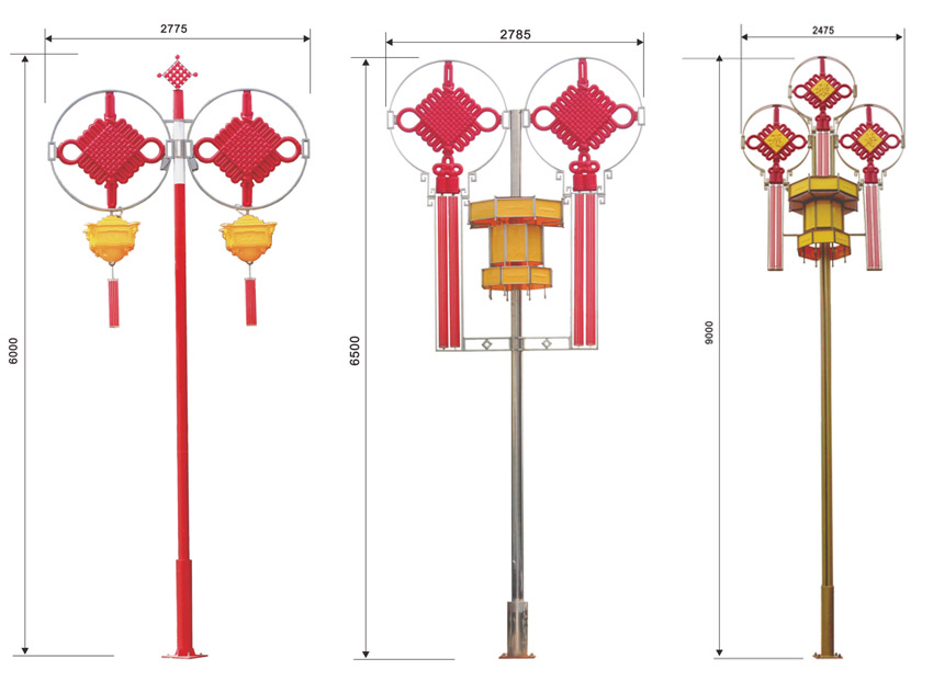 6米、9米高立桿中國結(jié)燈宮燈尺寸圖